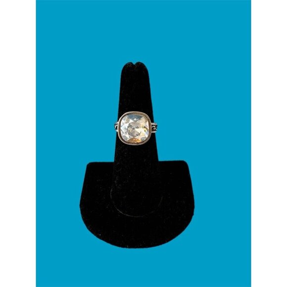 BRIGHTON 'Venusian' Size 6 SWAROVSKI Crystal Gold & Silver Plate Ring Vintage - Picture 6 of 8
